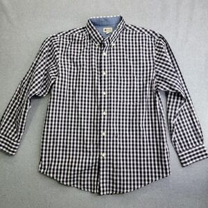 Haggar Shirt Mens Large Blue White Gingham Plaid Long Sleeve Button Down Collar